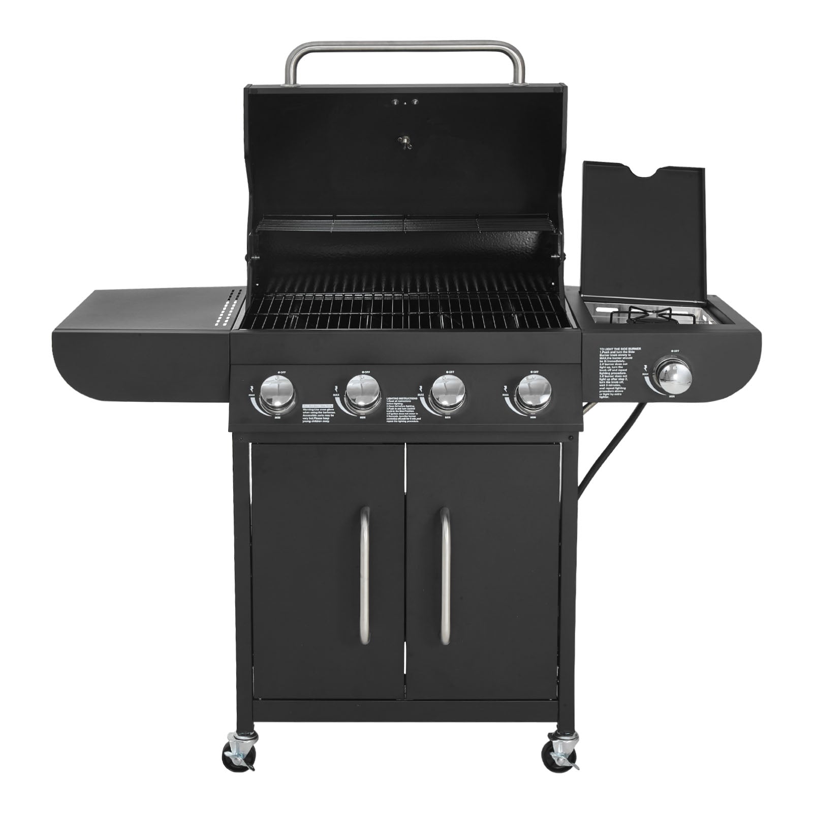 Gas Grill, 4 Burner Propane Gas Grill with Side Burner