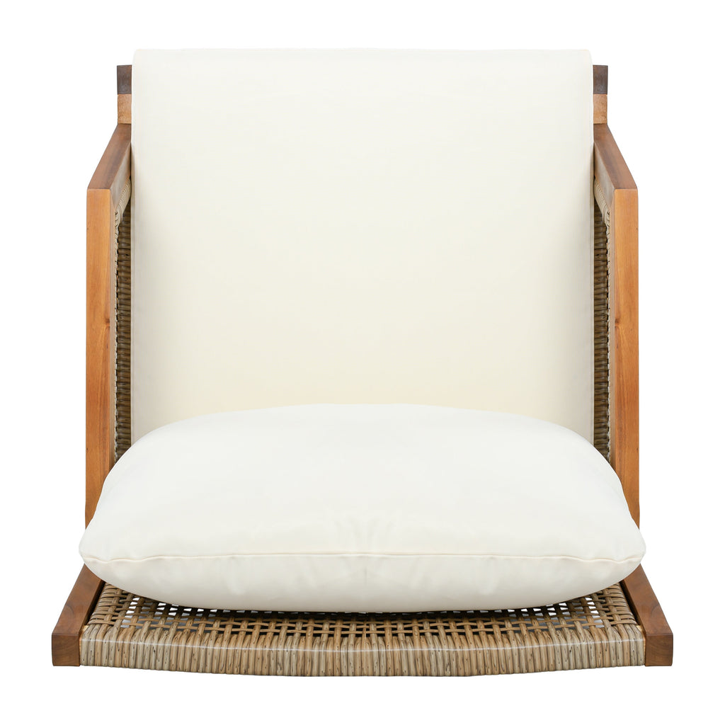 2 Piece Acacia Wood Patio Furniture Club Chair Set