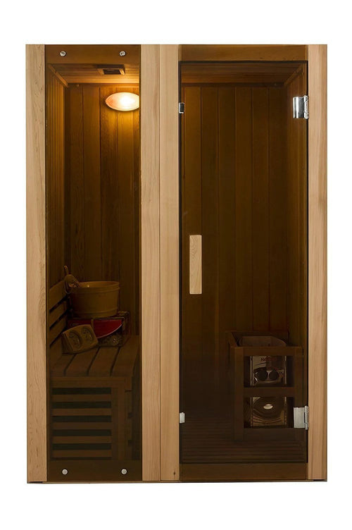 ALEKO StI2ced Cedar Indoor Wet Dry Sauna Steam Room, 3 kW Harvia KIP Heater, 2 Person