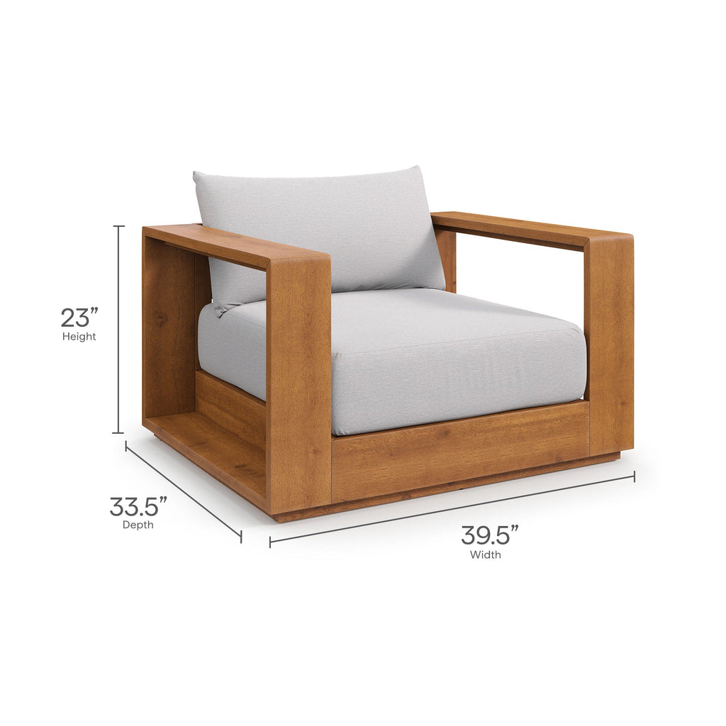 Tahoe 2-Piece Outdoor Patio Acacia Wood Armchair and Ottoman Set by Modway