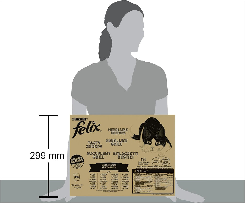 FELIX Tasty Shreds Mixed Selection in Gravy Wet Cat Food 120x80g