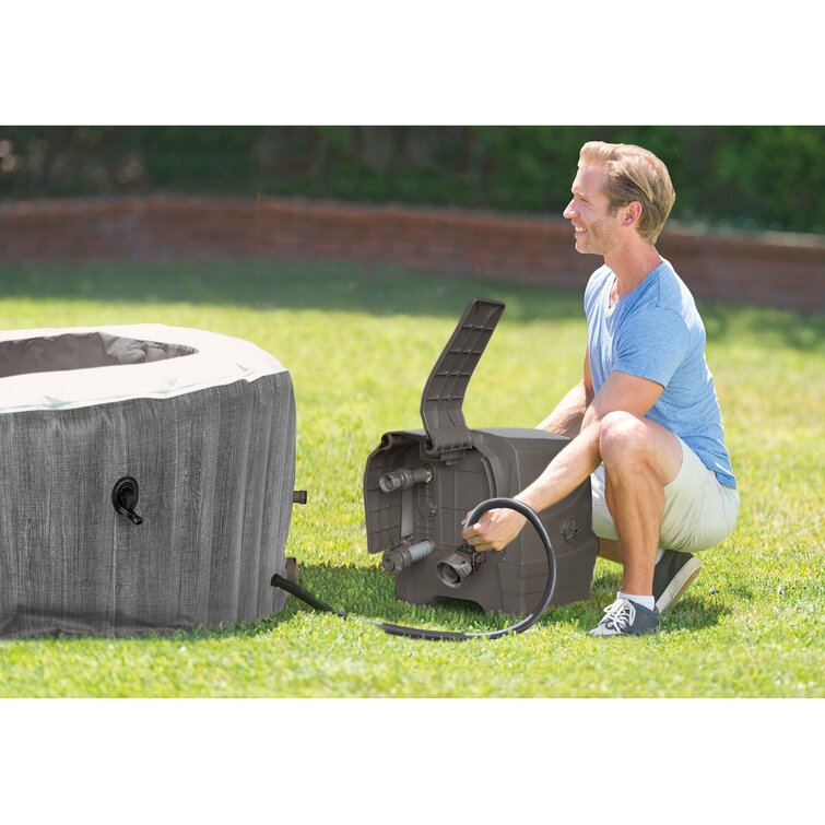Intex 28439E Greywood Deluxe 4 Person Inflatable Hot Tub Bubble Jet Spa Kit