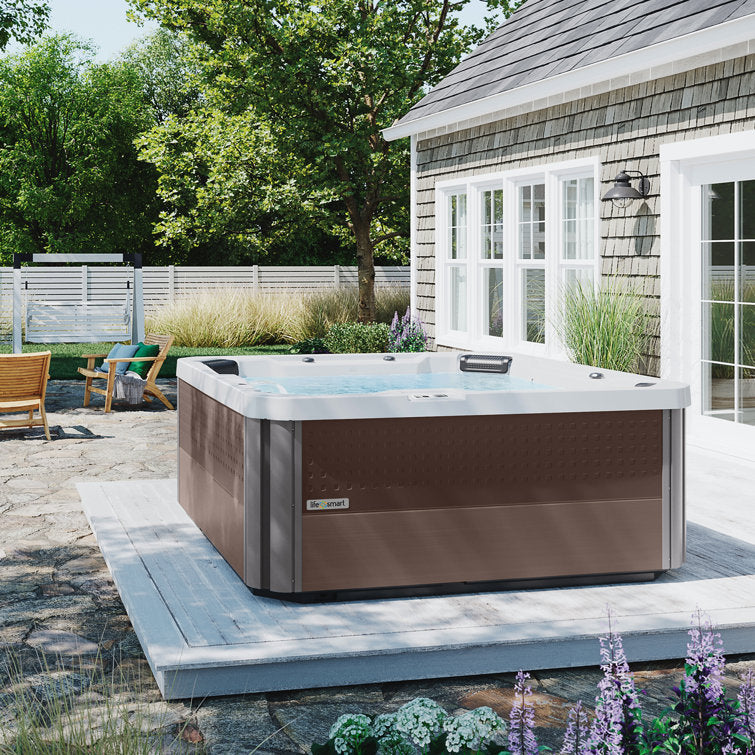 Lifesmart Spas Palmetto 230 Volt 7-Person 72-Jet Acrylic Square Hot Tub with Ozonator