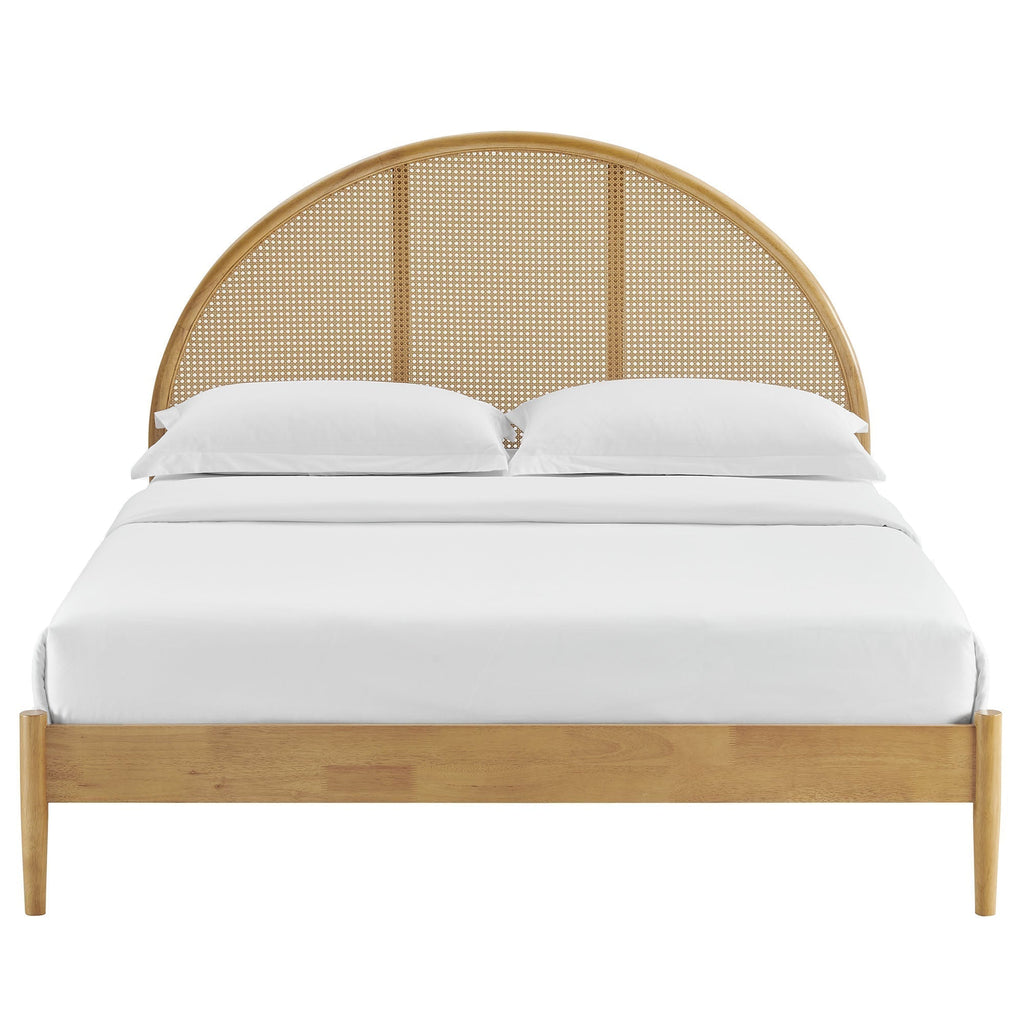 Odette Queen Arched Rattan Cane Platform Bed by Modway
