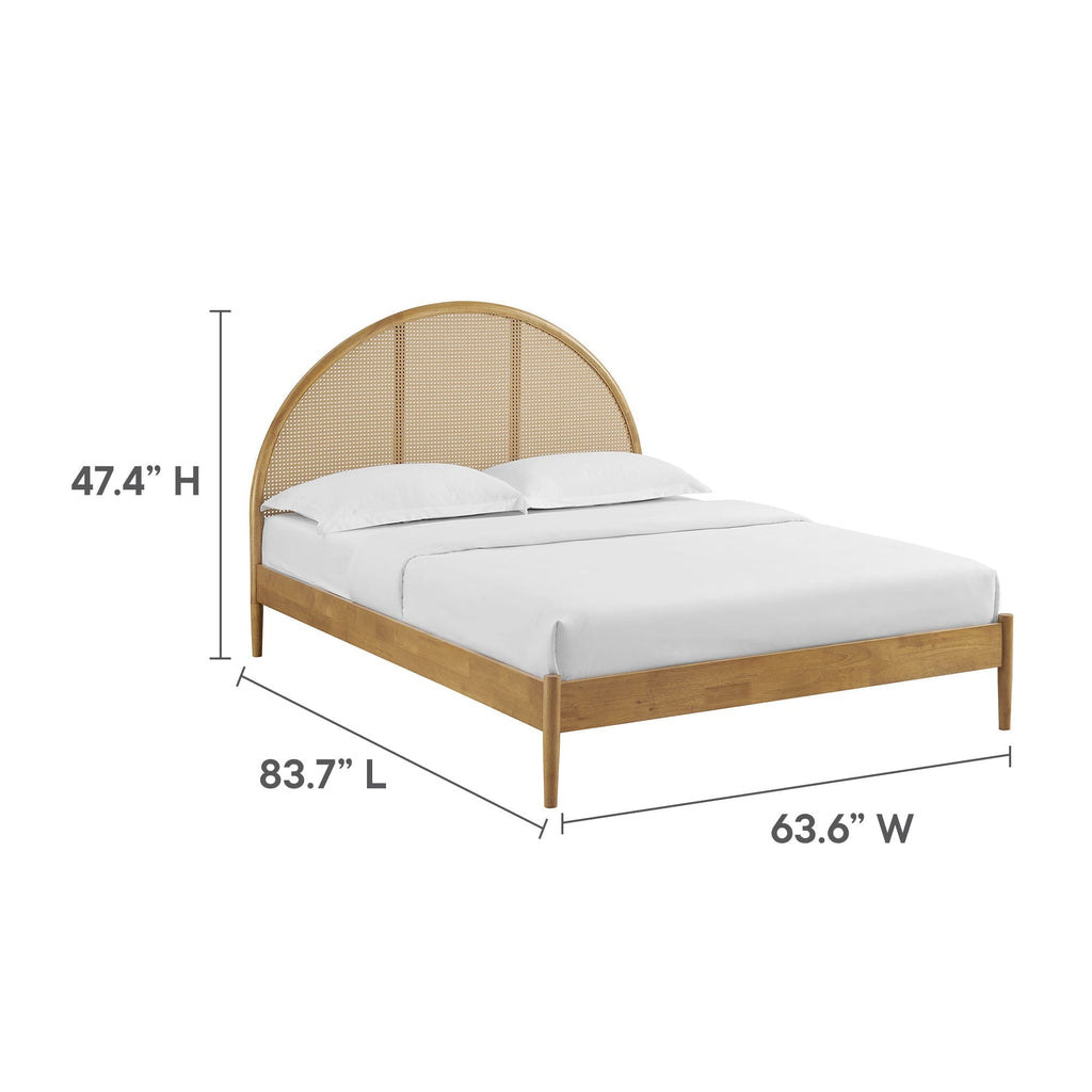 Odette Queen Arched Rattan Cane Platform Bed by Modway