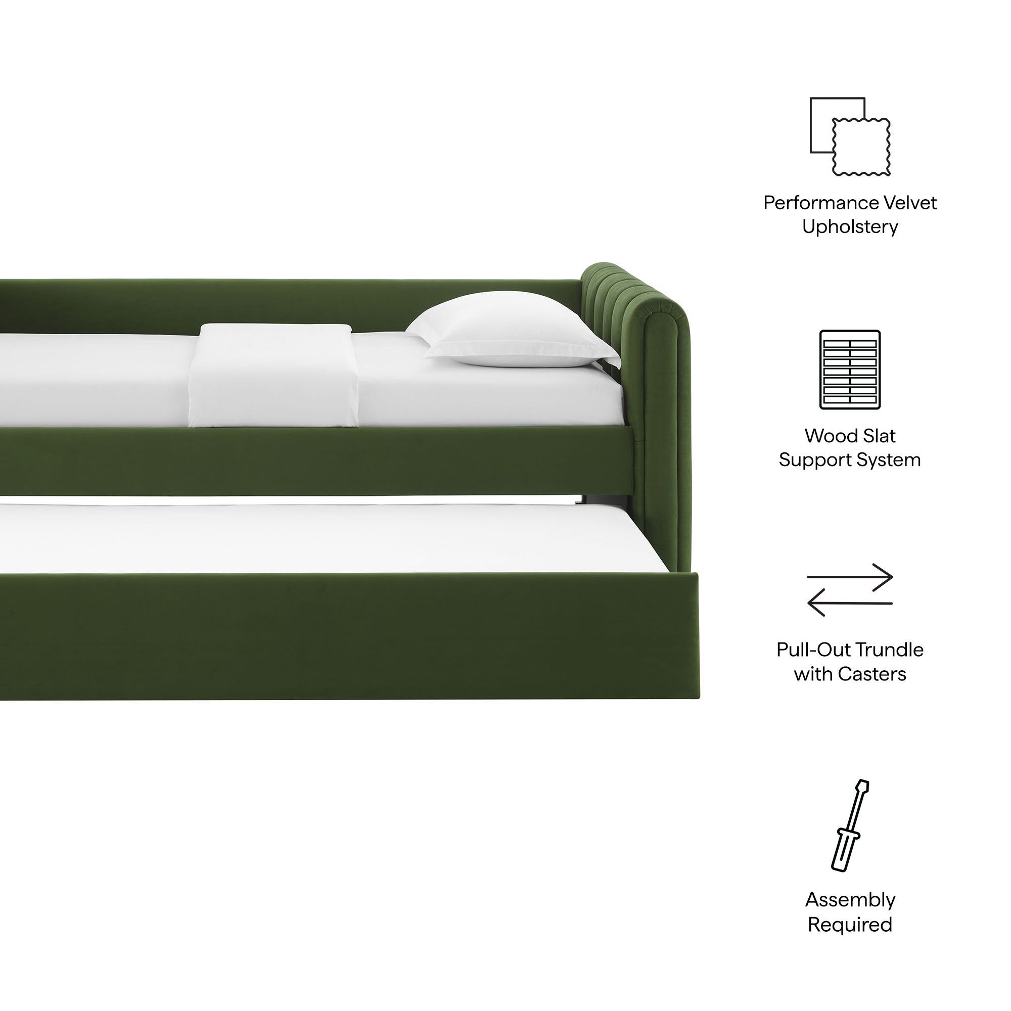 Veyla Channel Tufted Performance Velvet Twin Daybed With Trundle