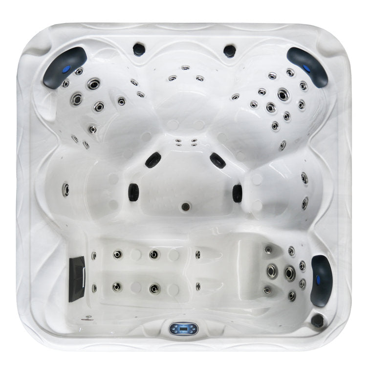 Sol 72 Outdoor™ Brophy 6 – Person 67 – Jet Acrylic Square Hot Tub with Ozonator in Dark Gray