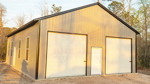 30x50x12 Tan Vertical Roof Garage | 30x50 steel building for sale | 30x50 metal buildings near me