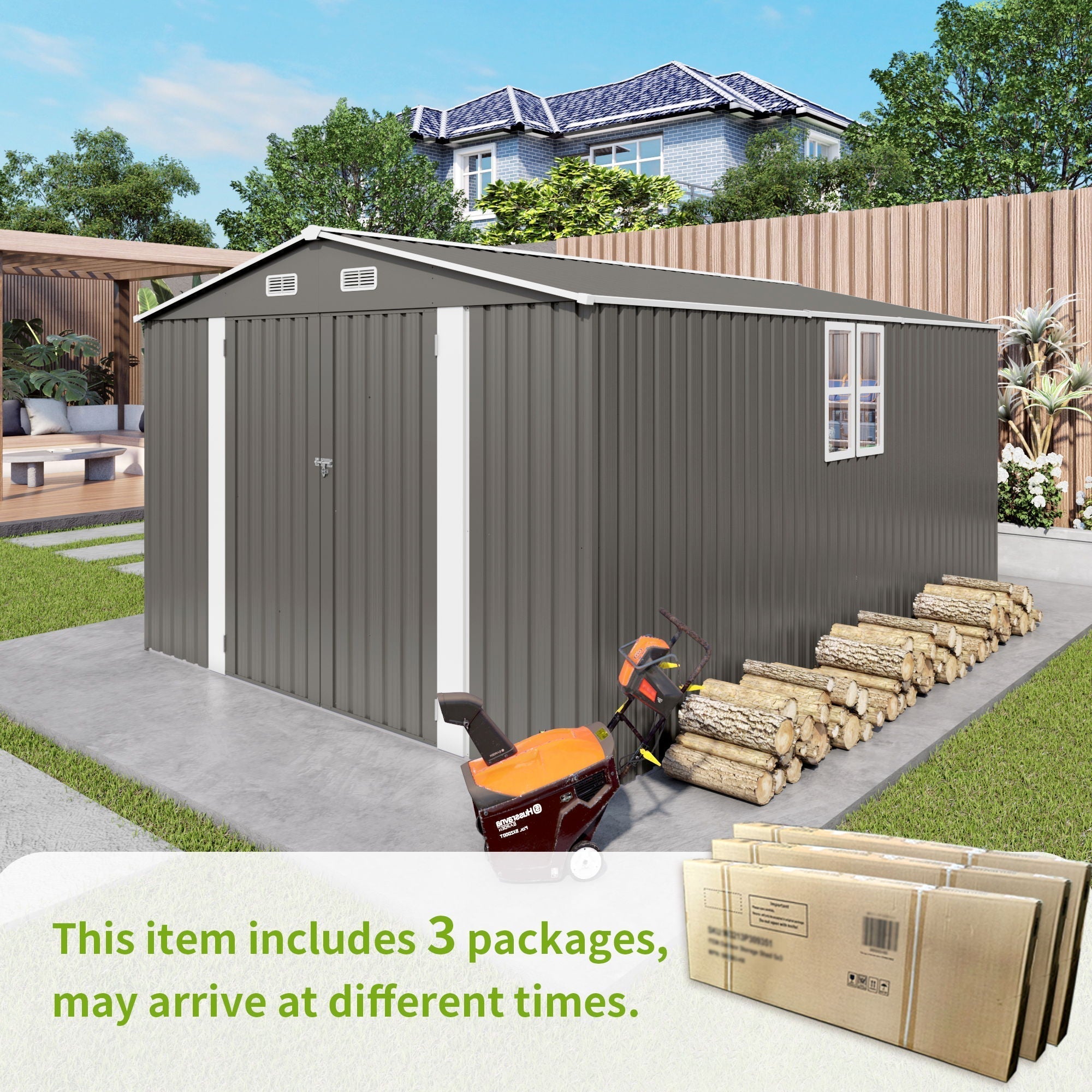 Outdoor Storage Shed With Lockable Doors