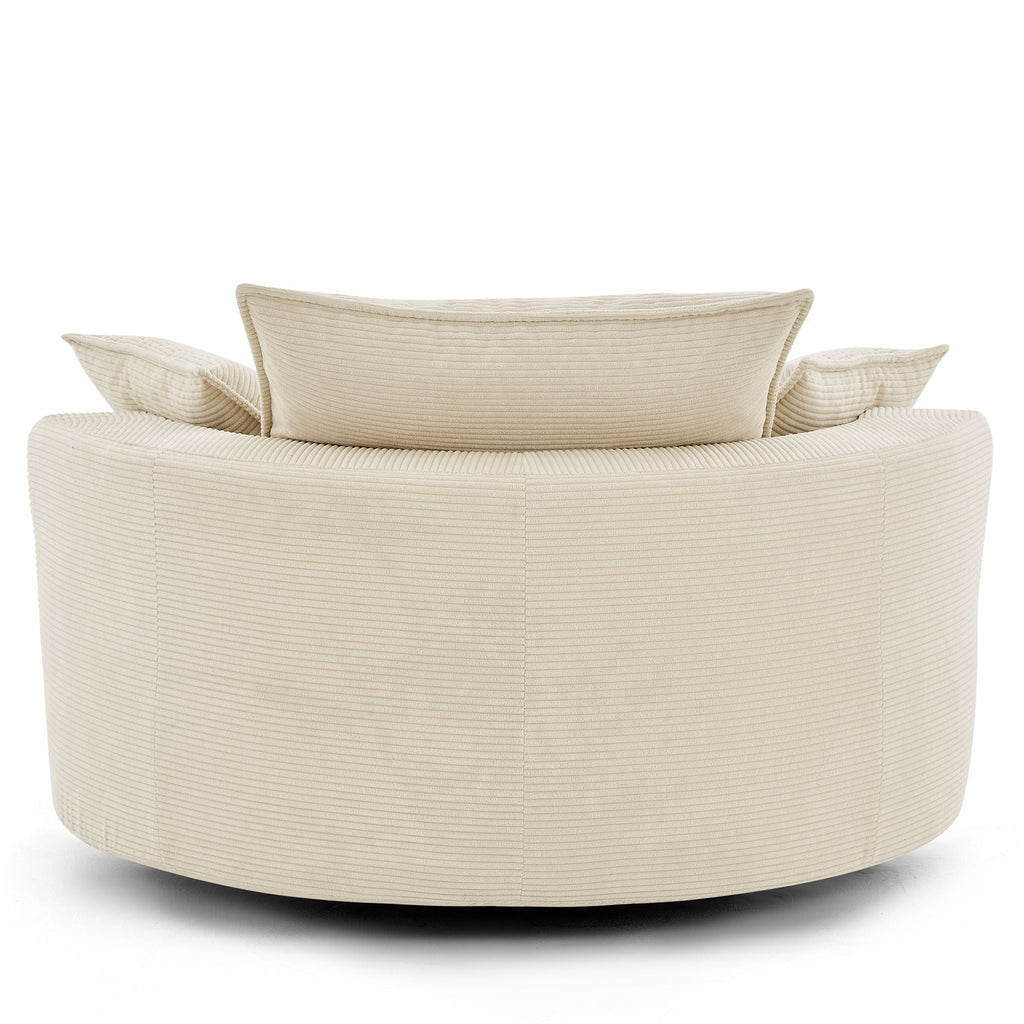 360° Swivel Accent Barrel Chair With Dual Layer Cushion And 3 Removable Pillows