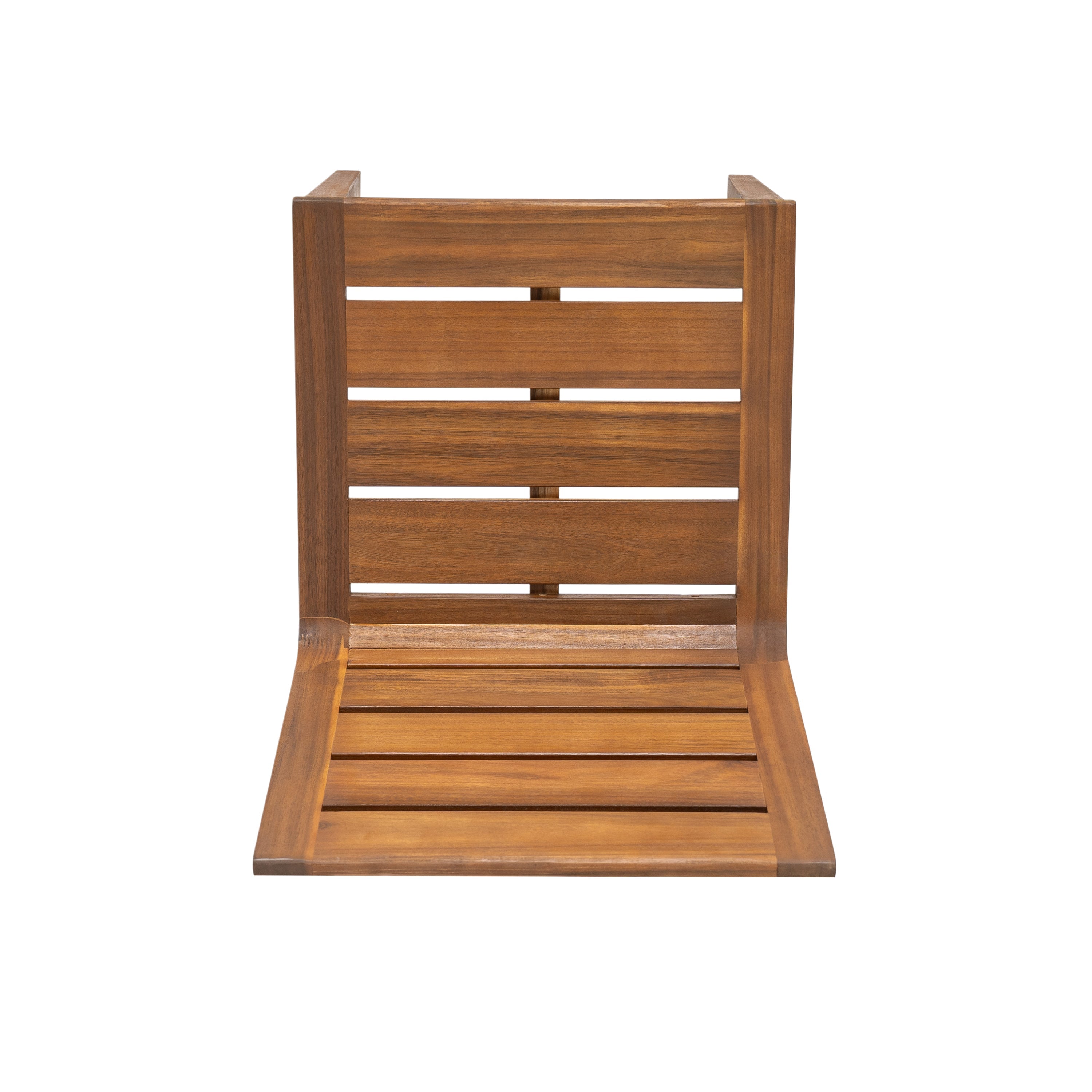 7 Piece Outdoor Acacia Wood Dining Set, 71" Teak Finish Rectangular Table with 6 Slatted Back Chairs
