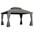13x15FT Outdoor Hardtop Gazebo with Galvanized Steel Double Roof