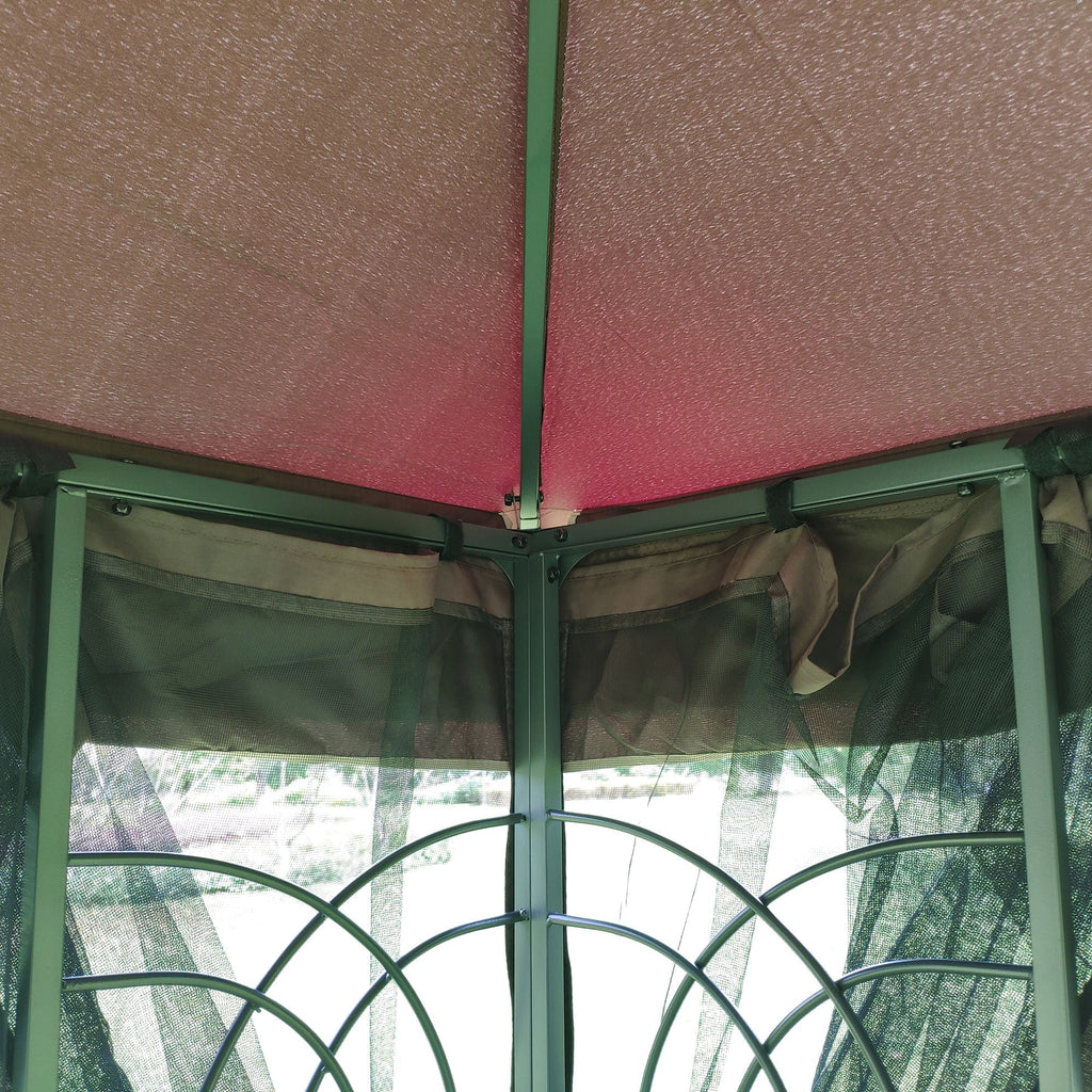 13 0 Outdoor Patio Gazebo Canopy Tent With Ventilated Double Roof And Mosquito Net (Detachable Mesh Screen On All Sides) Suitable For Lawn Garden Backyard And Deck Top - Brown