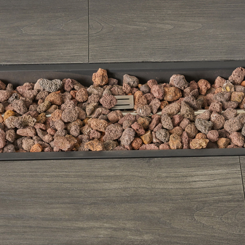 Transitional Rectangular Outdoor Propane Fire Pit With 50,000 BTU