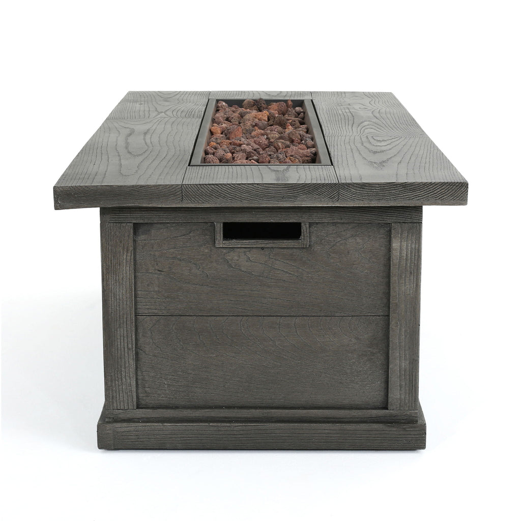 Transitional Rectangular Outdoor Propane Fire Pit With 50,000 BTU