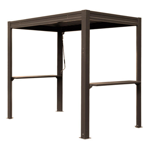 8x5 Ft Grill Louvered Pergola with Adjustable Roof and Built-in Gutter