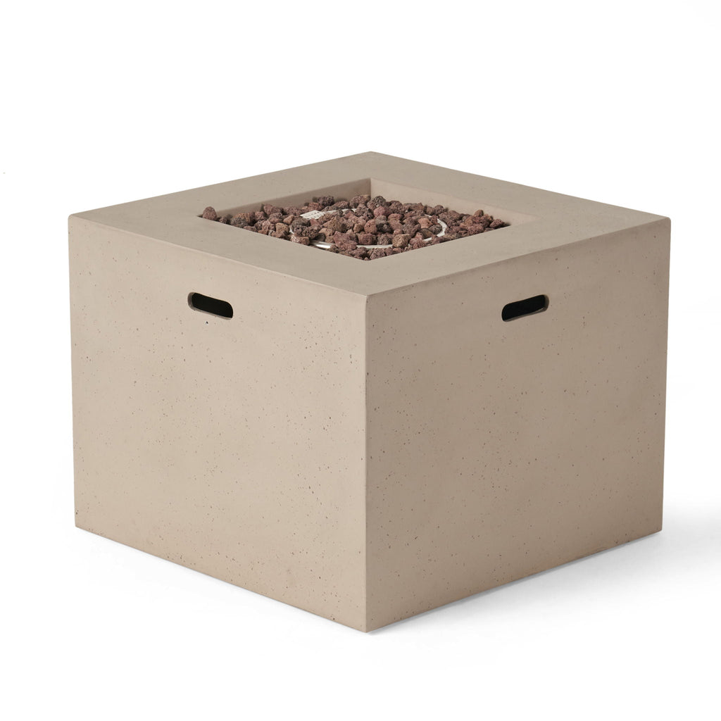Outdoor Patio Square Gas Burning Concrete Fire Pit 40,000 BTU