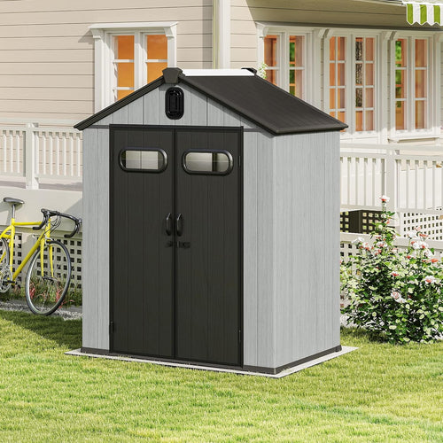 5x3FT Outdoor Resin Storage Shed with Transparent Windows & Louvered Vents