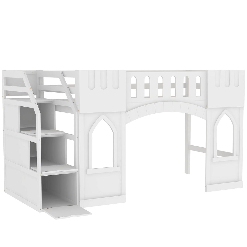 Loft Bed With Storage Staircase And Windows