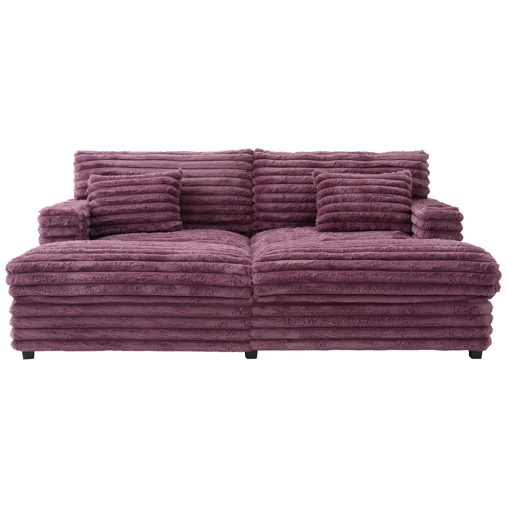 Oversized Double Chaise Lounge Sofa Bed With USB Ports And Cup Holders