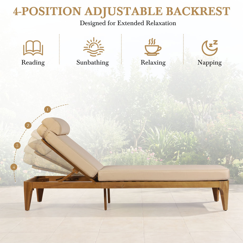 TOPMAX Acacia Wood Chaise Lounge Set of 2
