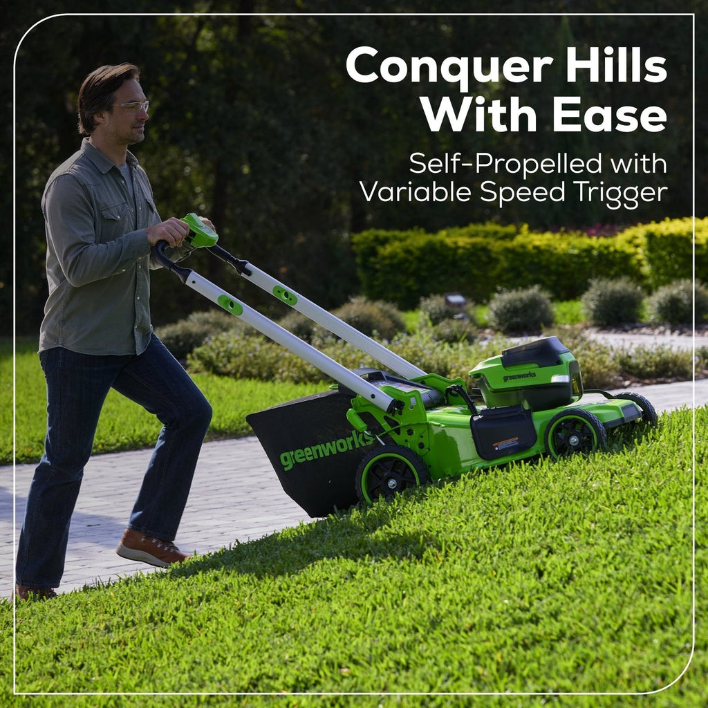 Greenworks 60V 21″ Self Propelled Lawn Mower with (1) 8.0 Ah Battery & Rapid Charger 2546402