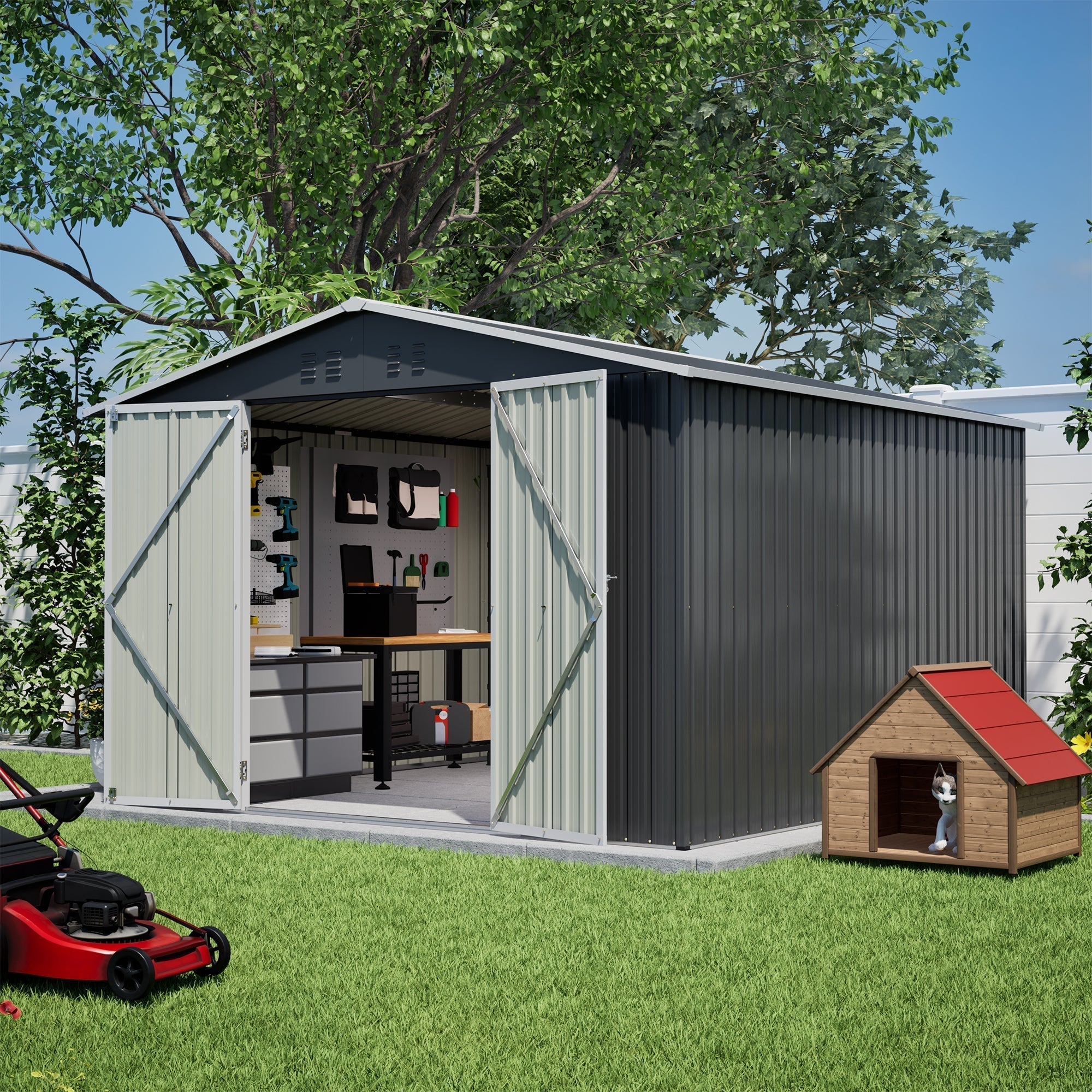 10x10 FT Large Outdoor Metal Storage Shed