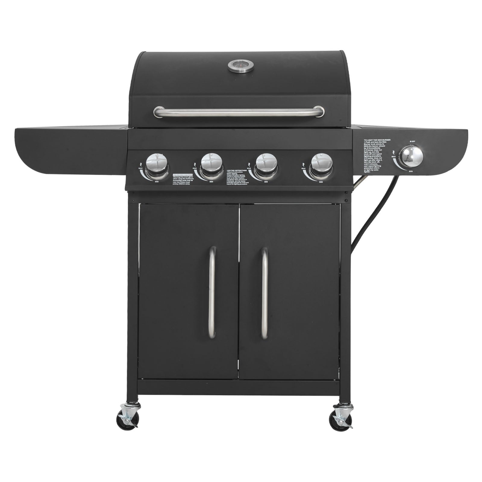 Gas Grill, 4 Burner Propane Gas Grill with Side Burner