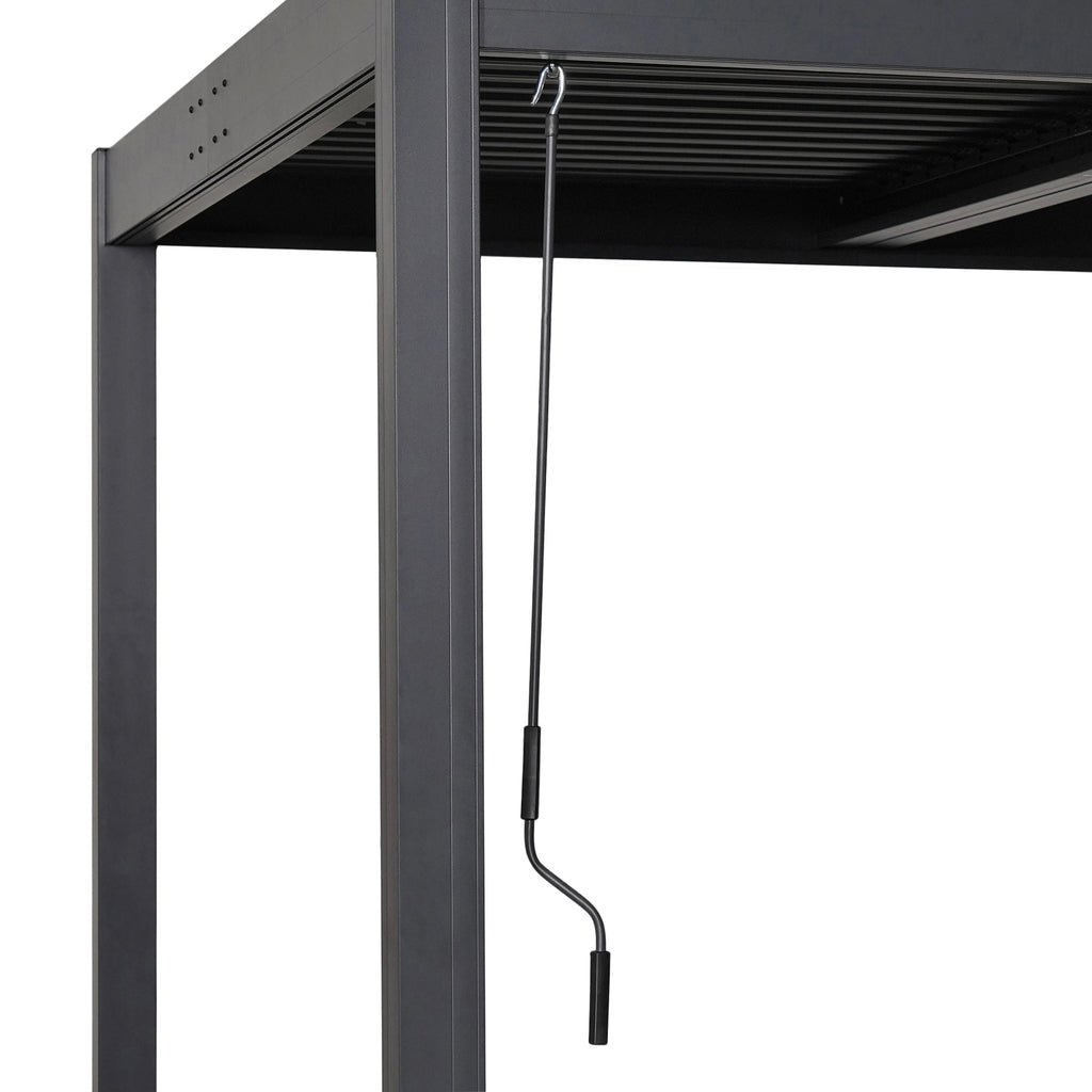 Byron Black Outdoor Pergola Aluminum with Adjustable Louvered Roof