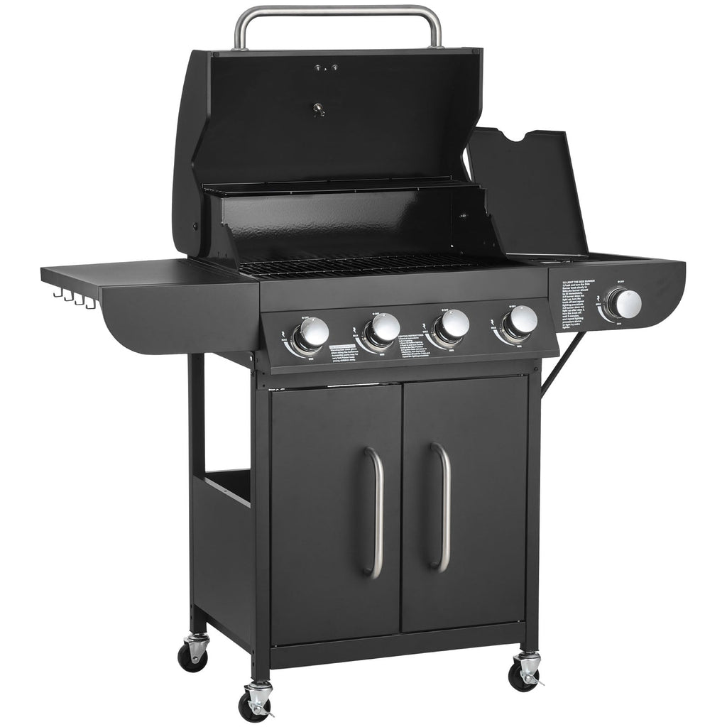 Gas Grill, 4 Burner Propane Gas Grill with Side Burner
