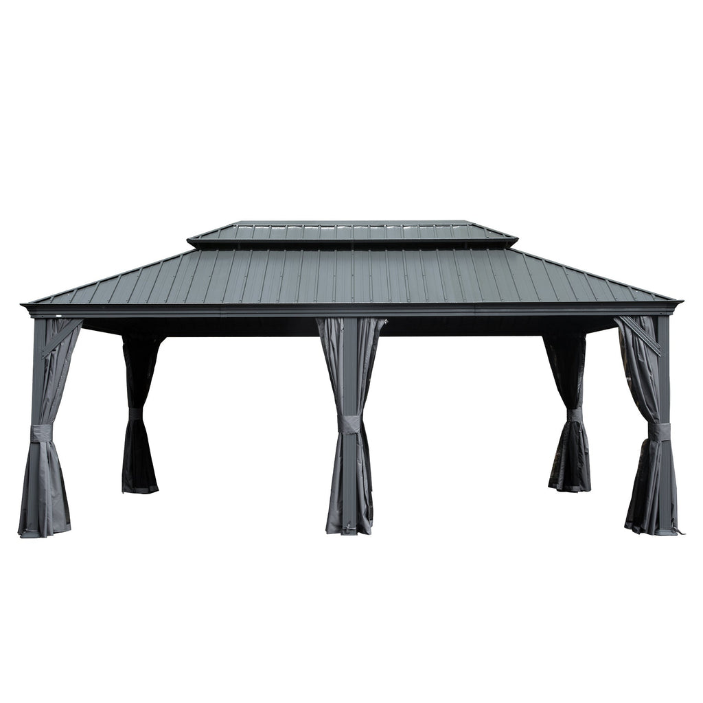 12' x 18' Hardtop Metal Gazebo with Double Roof Canopy