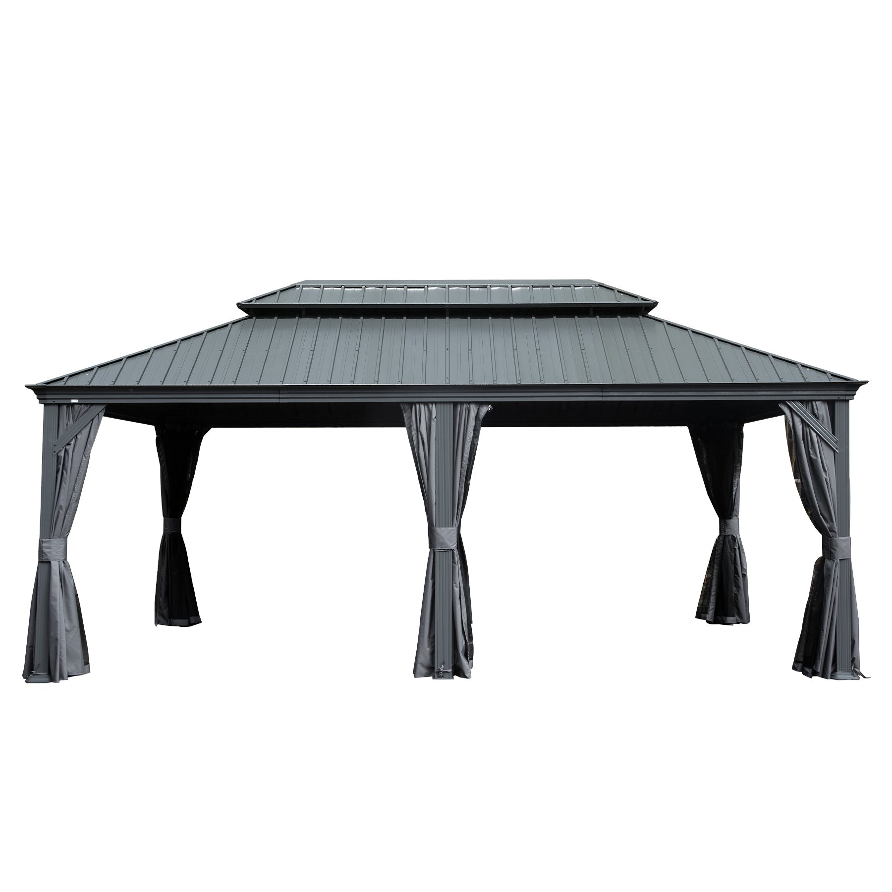 12' x 18' Hardtop Metal Gazebo with Double Roof Canopy