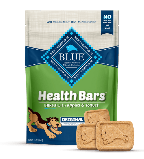 Blue Buffalo Health Bars packaging with two bars in front