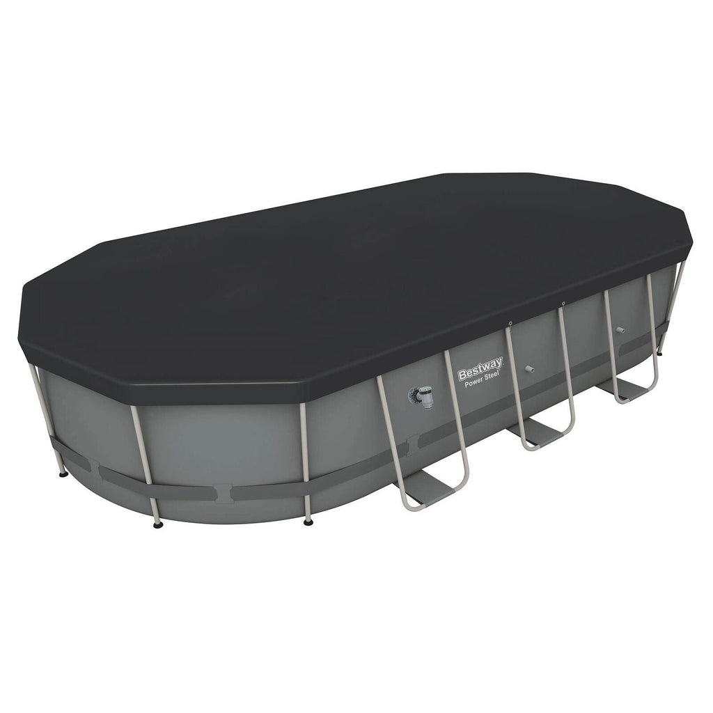 Bestway Power Steel 18′ x 9′ x 48″ Oval Above Ground Outdoor Swimming Pool Set