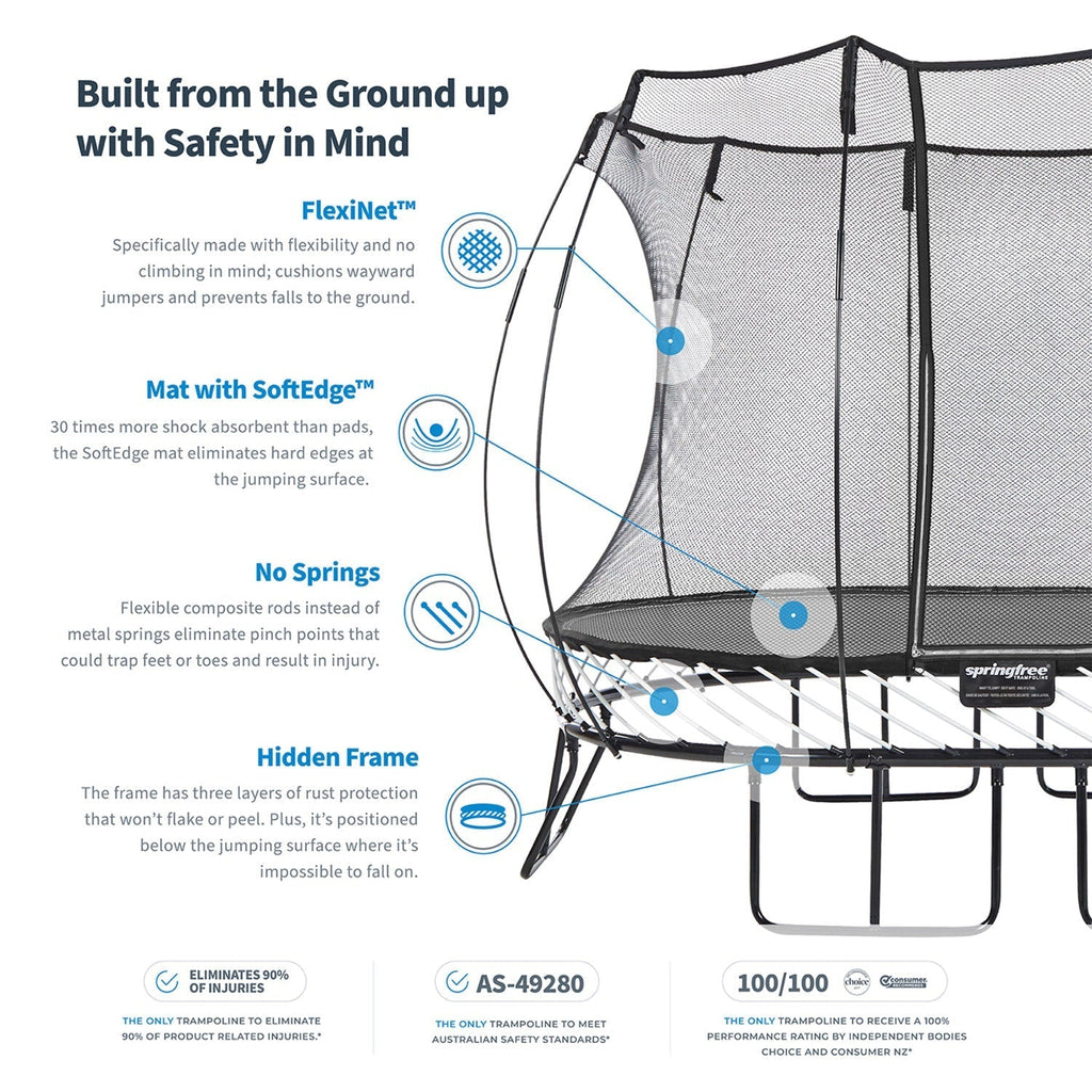 Springfree Trampoline 12' x 19' Trampoline with FlexrStep V2 Ladder Accessory