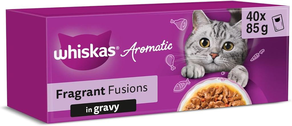 WHISKAS AROMATIC Adult Wet Cat Food in Gravy 40x85g Fragrant Fusions