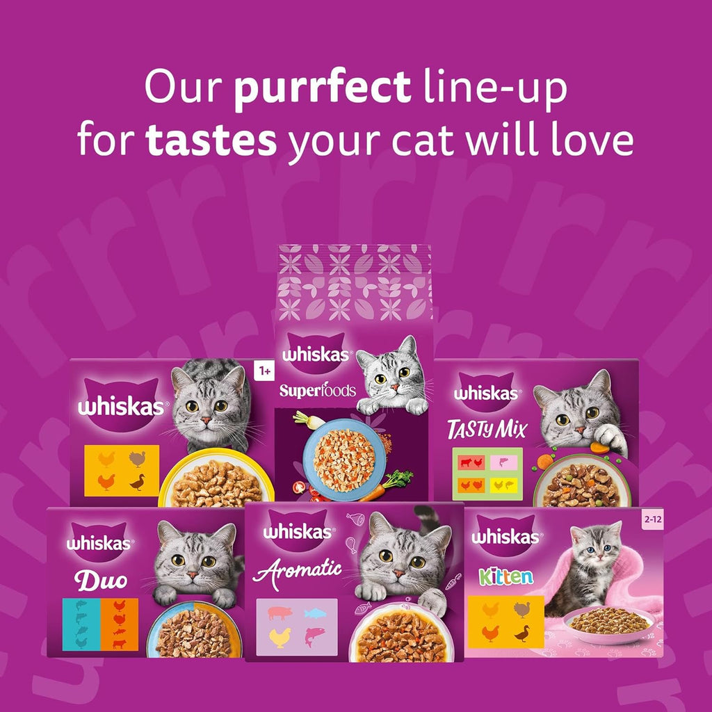 WHISKAS DUO Adult Wet Cat Food in Jelly 40x85g Surf & Turf